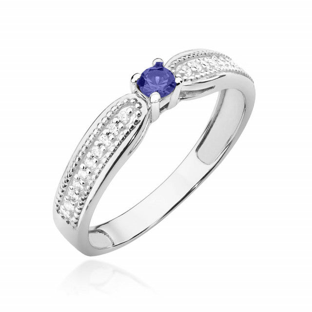 Inel Aur 14K cu Tanzanit 0.15 ct si Diamante Naturale 0.09 ct, imaginea 4 din 10