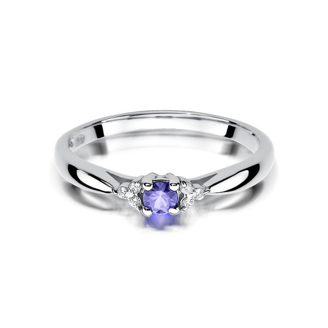Inel Aur 14K cu Tanzanit 0.15 ct si Diamante Naturale 0.03 ct, imaginea 5 din 11