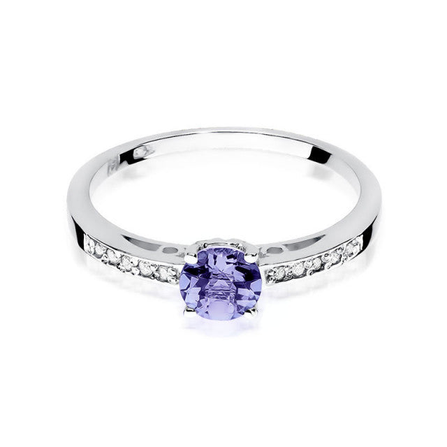 Inel Aur 14K cu Tanzanit 0.50 ct si Diamante Naturale 0.05 ct, imaginea 5 din 10