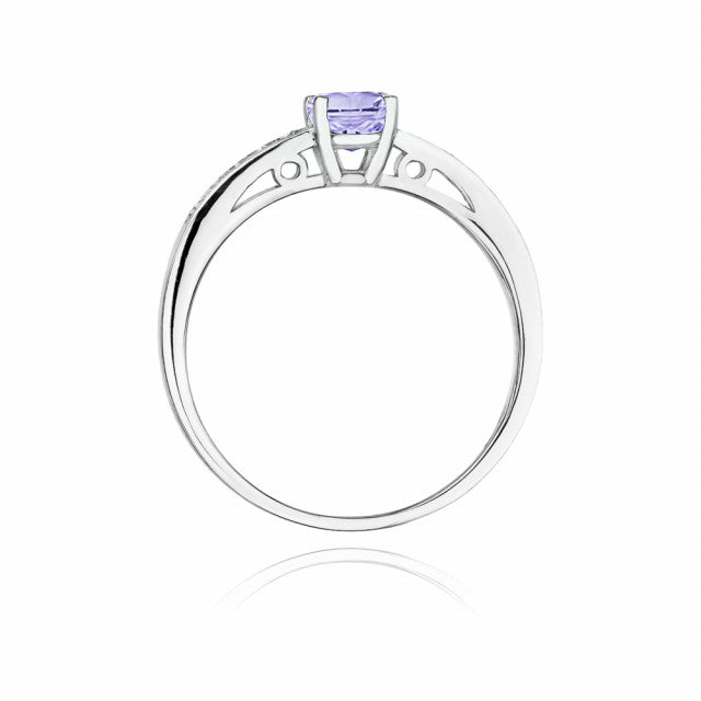 Inel Aur 14K cu Tanzanit 0.50 ct si Diamante Naturale 0.05 ct, imaginea 6 din 10