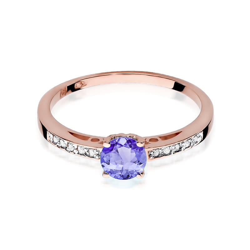 Inel Aur 14K cu Tanzanit 0.50 ct si Diamante Naturale 0.05 ct, imaginea 8 din 10