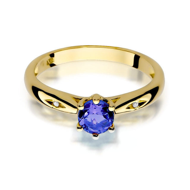 Inel Aur 14K cu Tanzanit 0.50 ct si Diamante Naturale 0.01 ct, imaginea 2 din 11