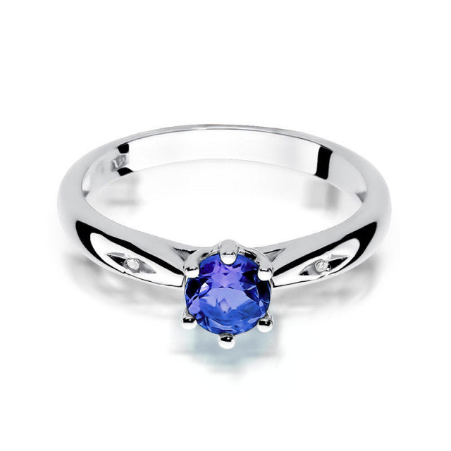 Inel Aur 14K cu Tanzanit 0.50 ct si Diamante Naturale 0.01 ct, imaginea 6 din 11