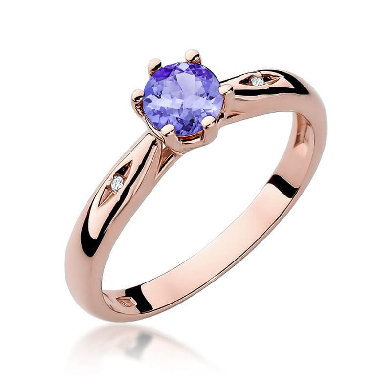 Inel Aur 14K cu Tanzanit 0.50 ct si Diamante Naturale 0.01 ct, imaginea 8 din 11