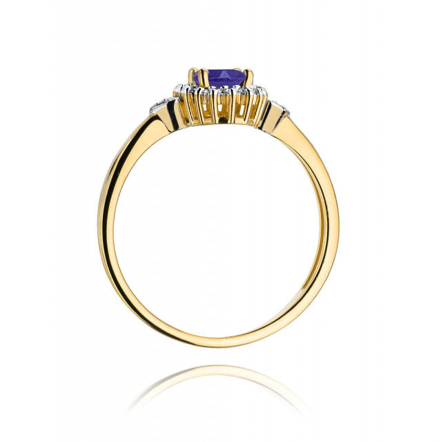Inel Aur 14K cu Tanzanit 0.40 ct si Diamante Naturale 0.10 ct, imaginea 3 din 10