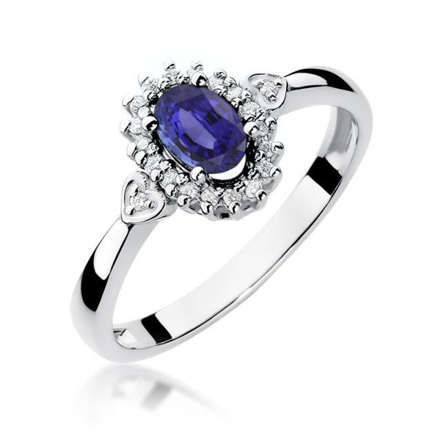 Inel Aur 14K cu Tanzanit 0.40 ct si Diamante Naturale 0.10 ct, imaginea 4 din 10