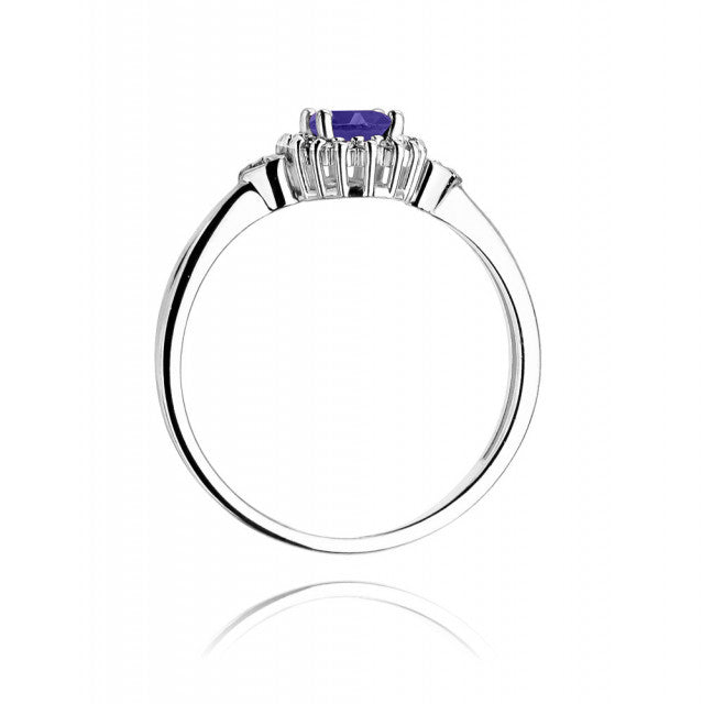 Inel Aur 14K cu Tanzanit 0.40 ct si Diamante Naturale 0.10 ct, imaginea 6 din 10