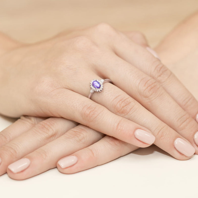 Inel Aur 14K cu Tanzanit 0.40 ct si Diamante Naturale 0.10 ct, imaginea 10 din 10