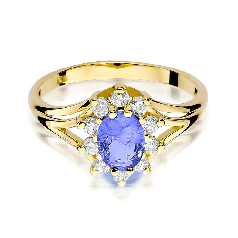 Inel Aur 14K cu Tanzanit 0.70 ct si Diamante Naturale 0.30 ct, imaginea 2 din 11