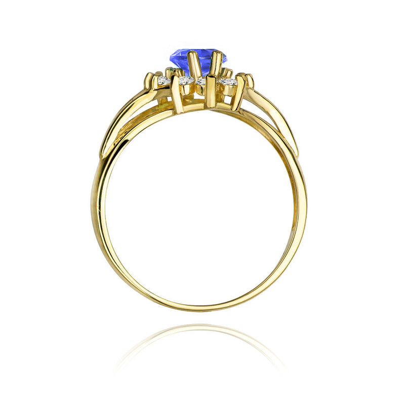 Inel Aur 14K cu Tanzanit 0.70 ct si Diamante Naturale 0.30 ct, imaginea 3 din 11