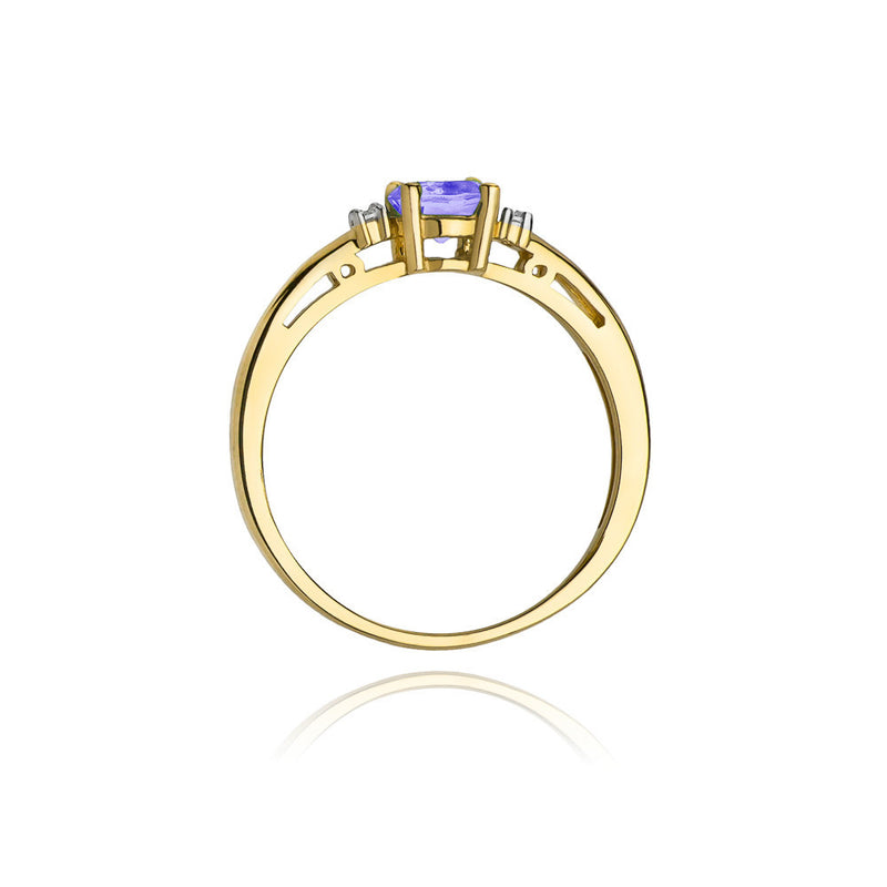 Inel Aur 14K cu Tanzanit 0.50 ct si Diamante Naturale 0.03 ct, imaginea 3 din 11