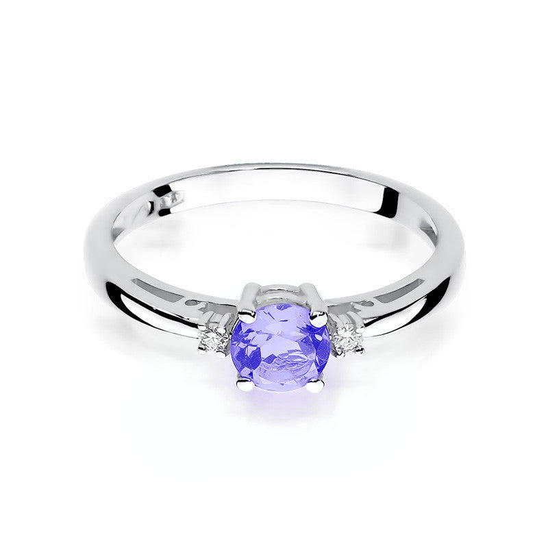 Inel Aur 14K cu Tanzanit 0.50 ct si Diamante Naturale 0.03 ct, imaginea 6 din 11