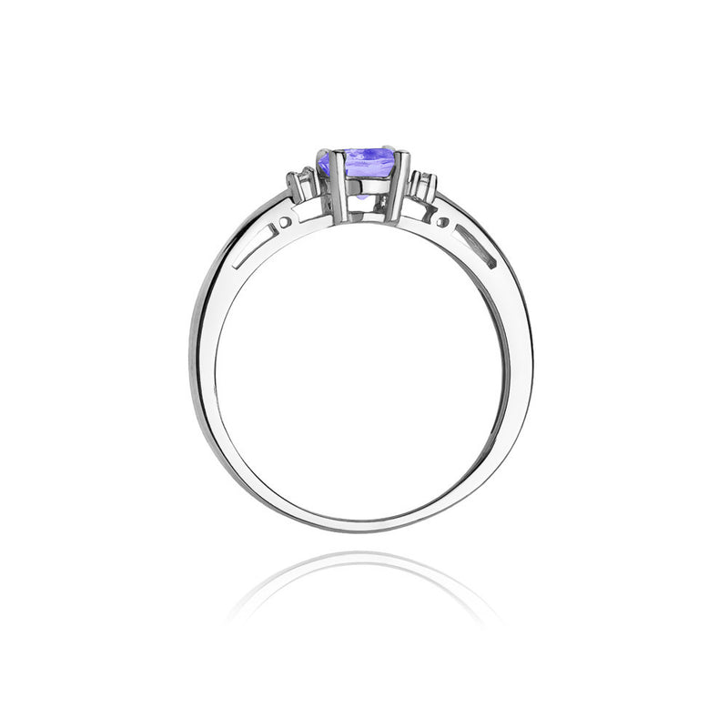 Inel Aur 14K cu Tanzanit 0.50 ct si Diamante Naturale 0.03 ct, imaginea 7 din 11