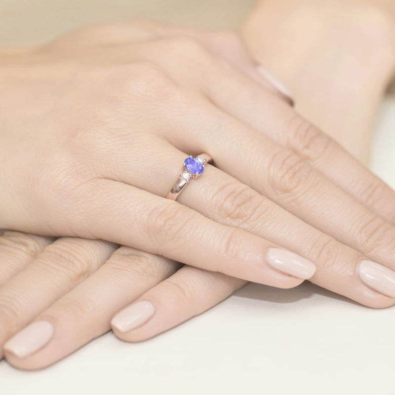 Inel Aur 14K cu Tanzanit 0.40 ct si Diamante Naturale 0.08 ct, imaginea 11 din 11