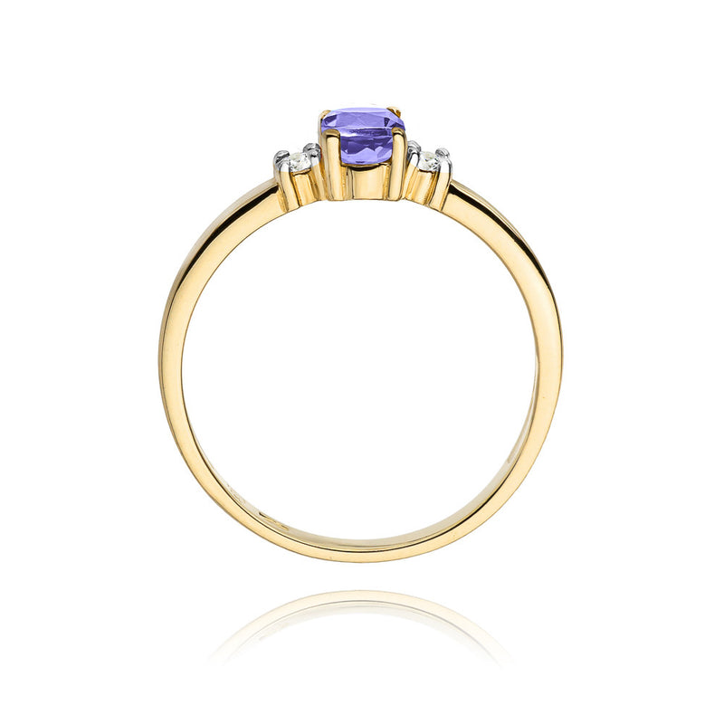 Inel Aur 14K cu Tanzanit 0.40 ct si Diamante Naturale 0.08 ct, imaginea 3 din 11