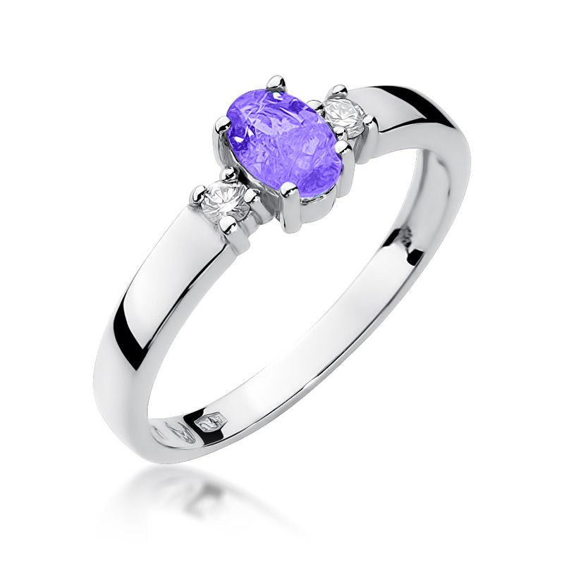 Inel Aur 14K cu Tanzanit 0.40 ct si Diamante Naturale 0.08 ct, imaginea 5 din 11