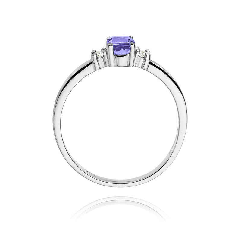 Inel Aur 14K cu Tanzanit 0.40 ct si Diamante Naturale 0.08 ct, imaginea 7 din 11