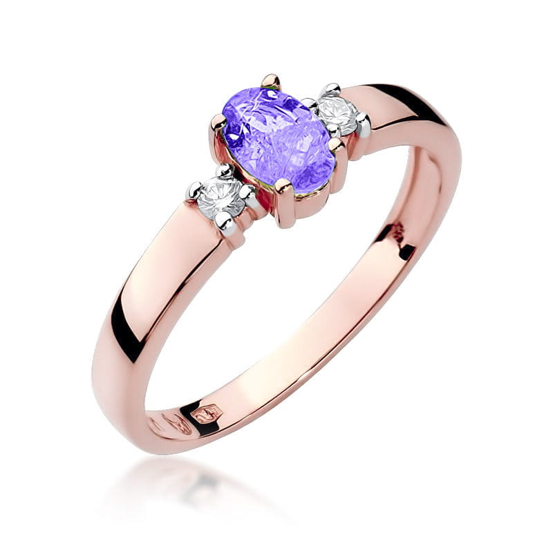 Inel Aur 14K cu Tanzanit 0.40 ct si Diamante Naturale 0.08 ct, imaginea 8 din 11