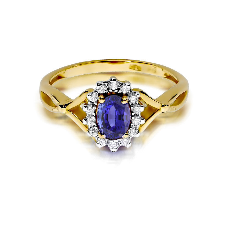 Inel Aur 14K cu Tanzanit 0.70 ct si Diamante Naturale 0.28 ct, imaginea 2 din 11