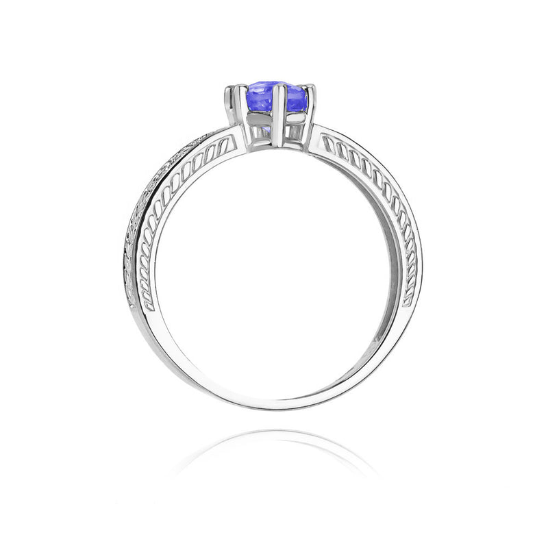 Inel Aur 14K cu Tanzanit 0.50 ct si Diamante Naturale 0.08 ct, imaginea 7 din 11