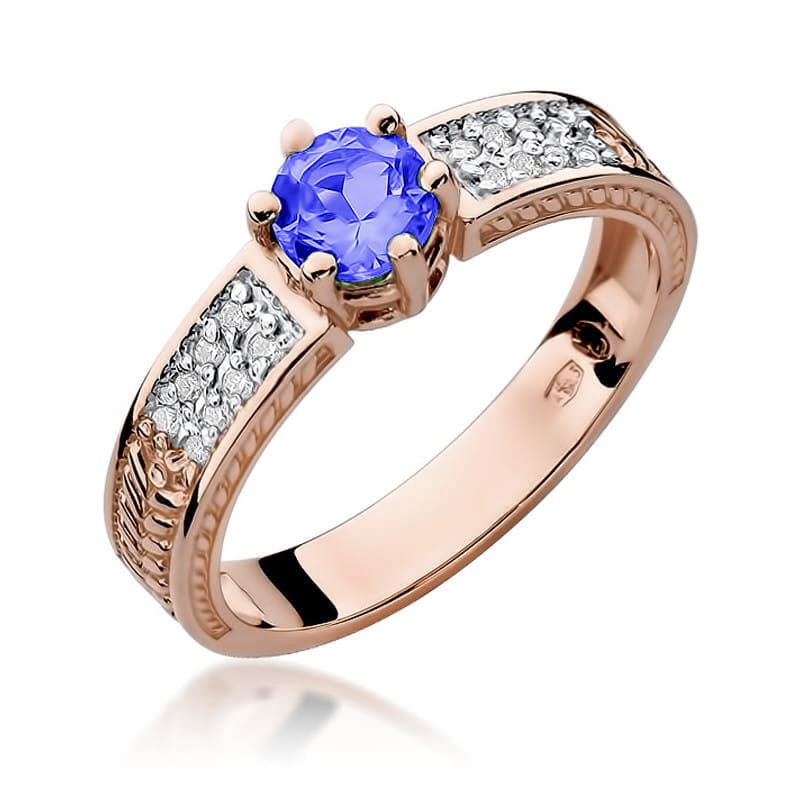 Inel Aur 14K cu Tanzanit 0.50 ct si Diamante Naturale 0.08 ct, imaginea 8 din 11