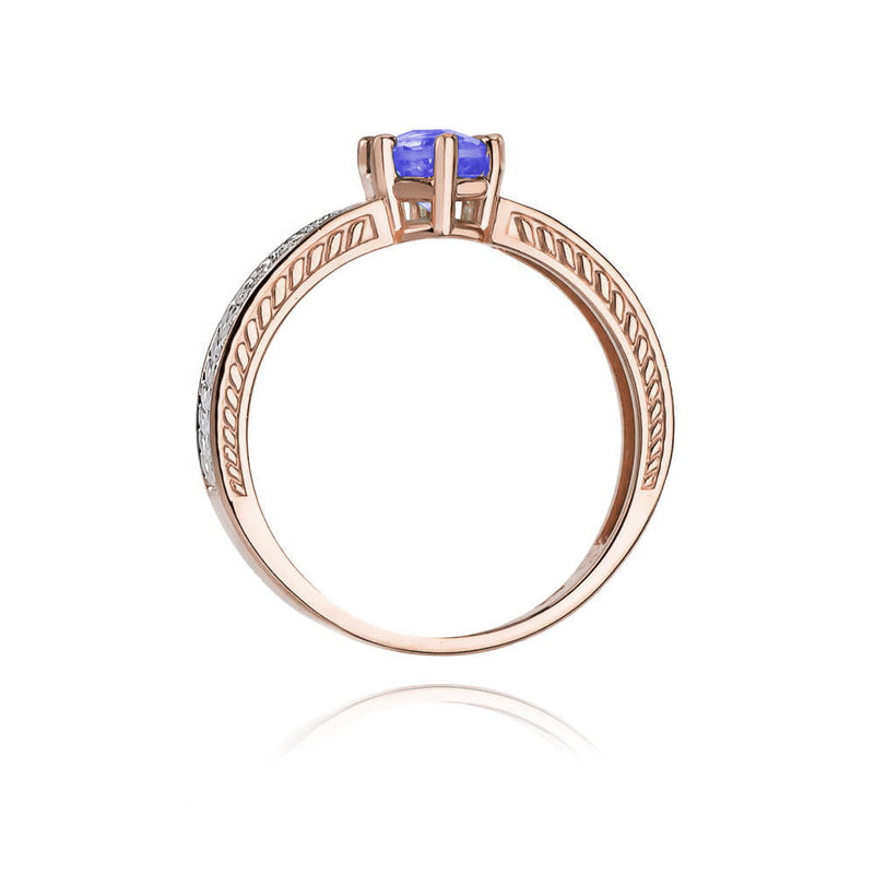Inel Aur 14K cu Tanzanit 0.50 ct si Diamante Naturale 0.08 ct, imaginea 10 din 11