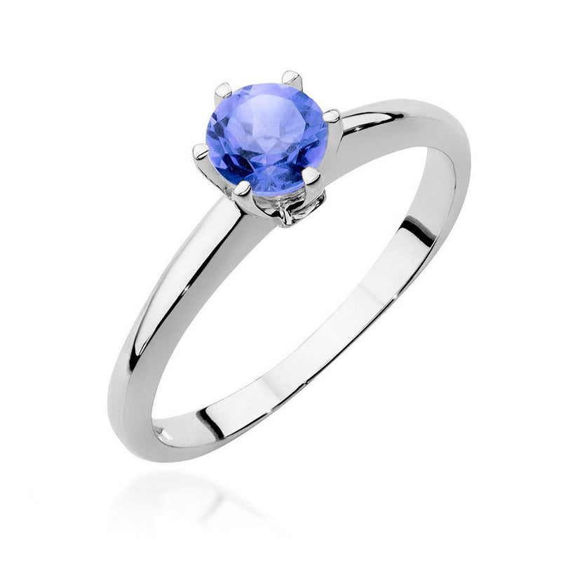 Inel Aur 14K cu Tanzanit 0.50 ct si Diamante Naturale 0.04 ct, imaginea 5 din 11
