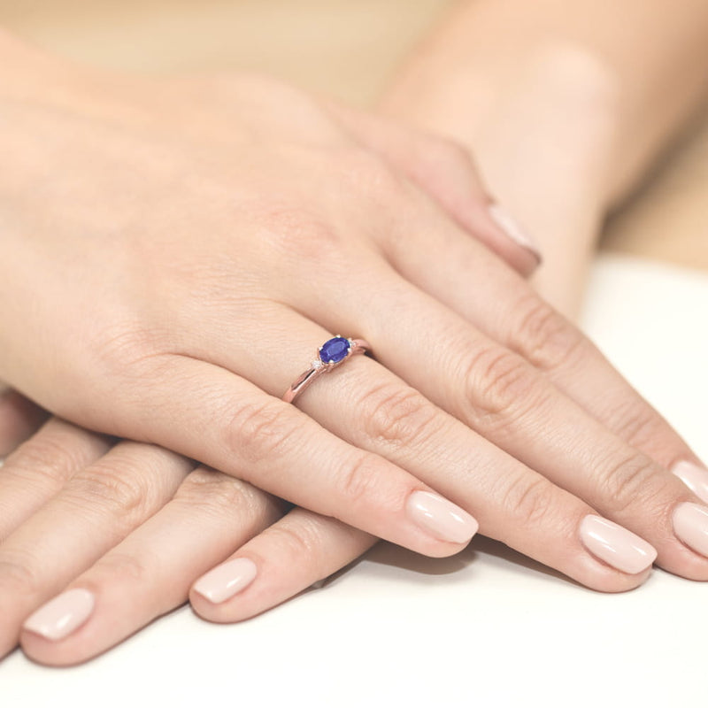 Inel Aur 14K cu Tanzanit 0.40 ct si Diamante Naturale 0.03 ct, imaginea 11 din 11