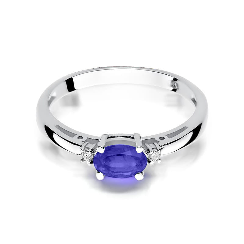 Inel Aur 14K cu Tanzanit 0.40 ct si Diamante Naturale 0.03 ct, imaginea 6 din 11