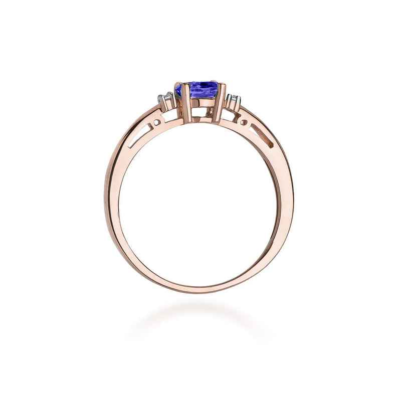 Inel Aur 14K cu Tanzanit 0.40 ct si Diamante Naturale 0.03 ct, imaginea 10 din 11