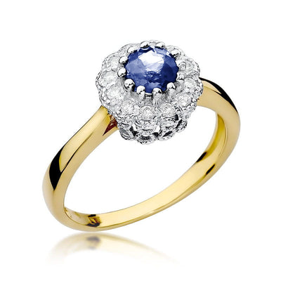Inel Aur 14K cu Tanzanit 0.50 ct si Diamante Naturale 0.17 ct