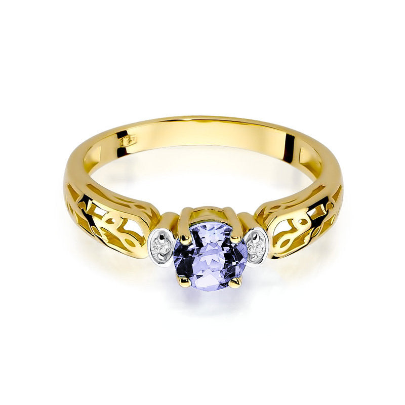 Inel Aur 14K cu Tanzanit 0.50 ct si Diamante Naturale 0.02 ct, imaginea 2 din 11