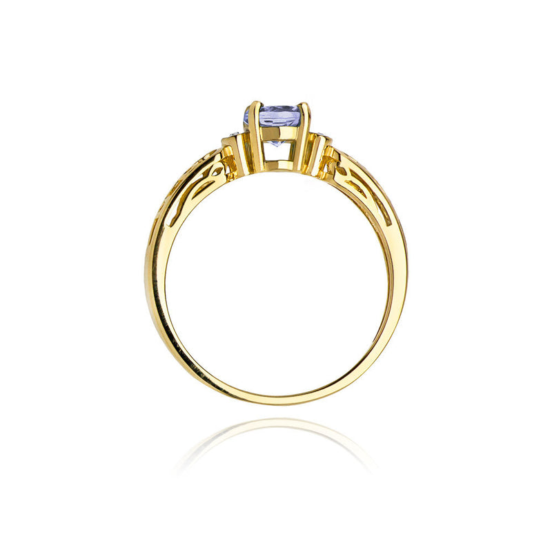 Inel Aur 14K cu Tanzanit 0.50 ct si Diamante Naturale 0.02 ct, imaginea 3 din 11