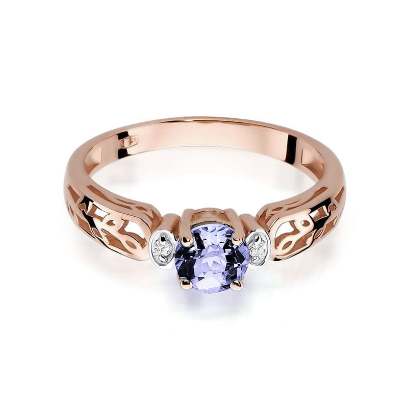 Inel Aur 14K cu Tanzanit 0.50 ct si Diamante Naturale 0.02 ct, imaginea 9 din 11