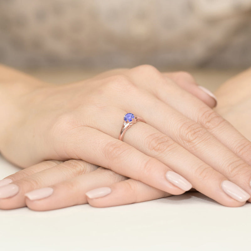 Inel Aur 14K cu Tanzanit 0.50 ct si Diamante Naturale 0.03 ct, imaginea 11 din 11
