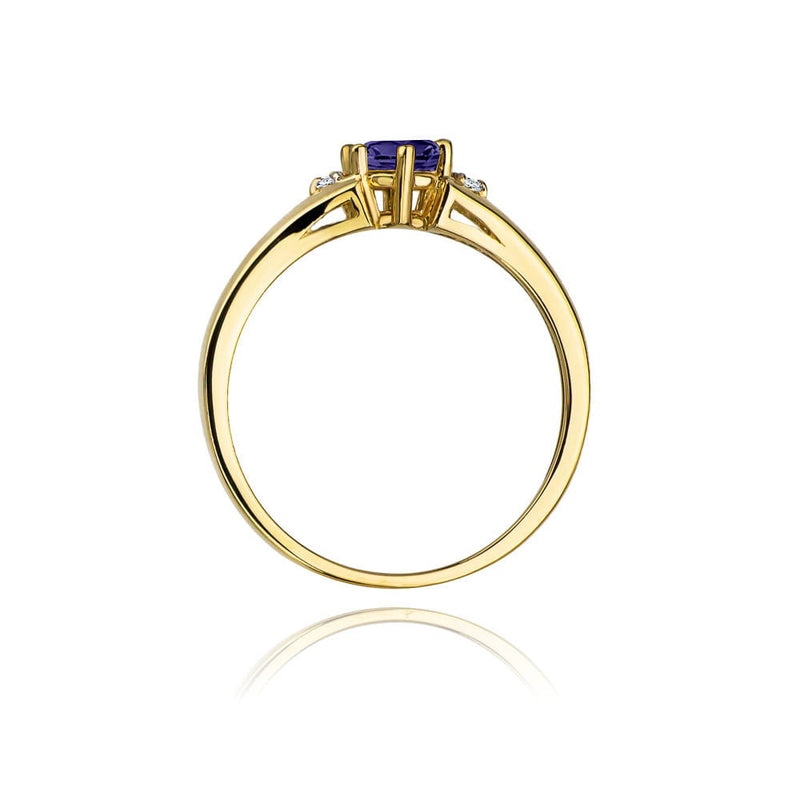 Inel Aur 14K cu Tanzanit 0.50 ct si Diamante Naturale 0.03 ct, imaginea 3 din 11
