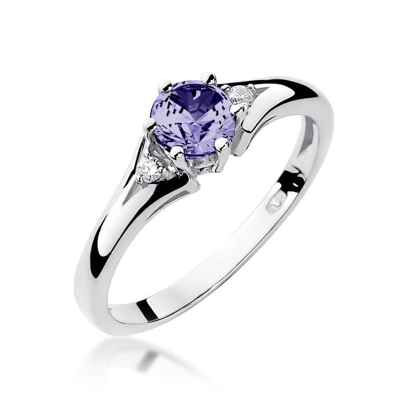 Inel Aur 14K cu Tanzanit 0.50 ct si Diamante Naturale 0.03 ct, imaginea 5 din 11