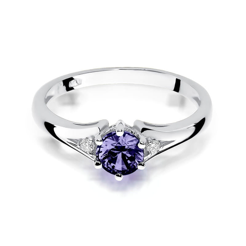 Inel Aur 14K cu Tanzanit 0.50 ct si Diamante Naturale 0.03 ct, imaginea 6 din 11