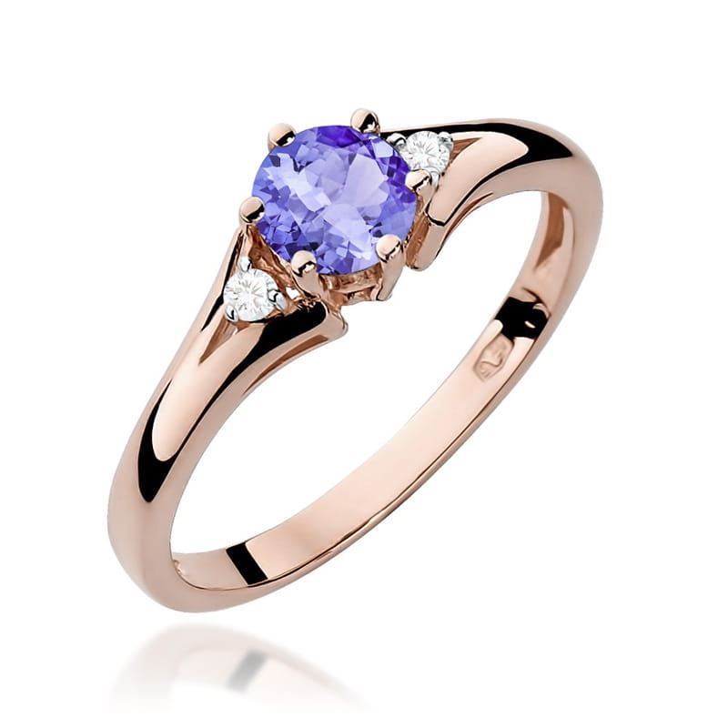 Inel Aur 14K cu Tanzanit 0.50 ct si Diamante Naturale 0.03 ct, imaginea 8 din 11