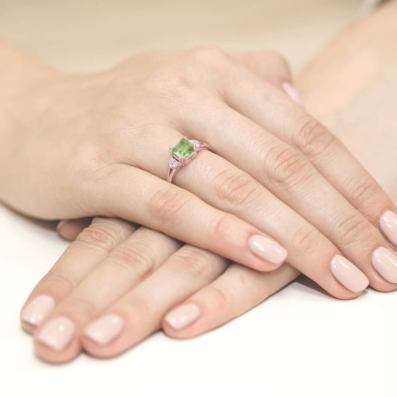 Inel Aur 14K cu Peridot 1.00 ct si Diamante Naturale 0.01 ct, imaginea 11 din 11