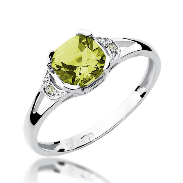 Inel Aur 14K cu Peridot 1.00 ct si Diamante Naturale 0.01 ct, imaginea 3 din 11