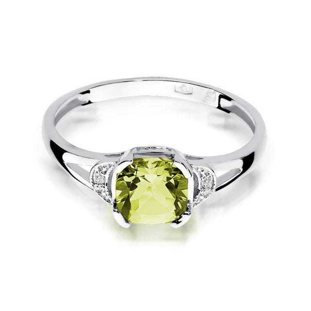Inel Aur 14K cu Peridot 1.00 ct si Diamante Naturale 0.01 ct, imaginea 4 din 11
