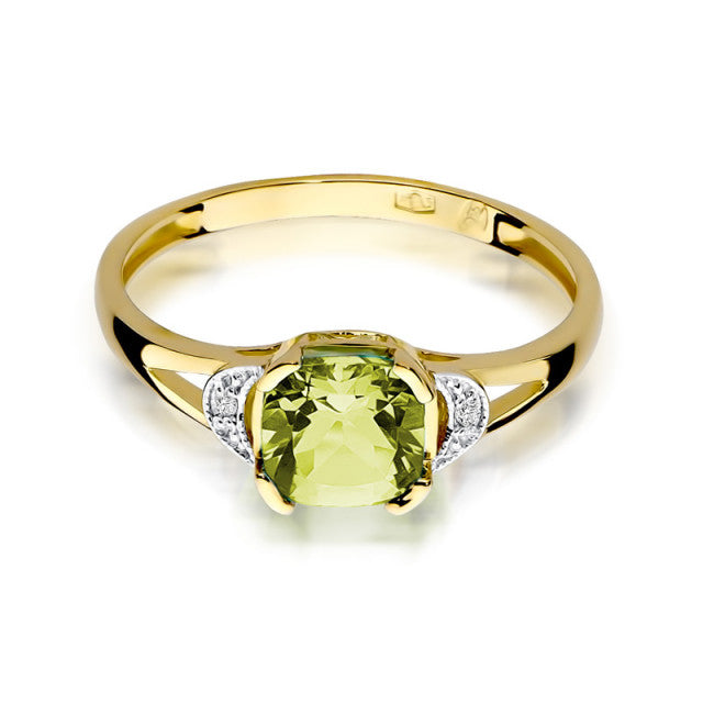 Inel Aur 14K cu Peridot 1.00 ct si Diamante Naturale 0.01 ct, imaginea 7 din 11