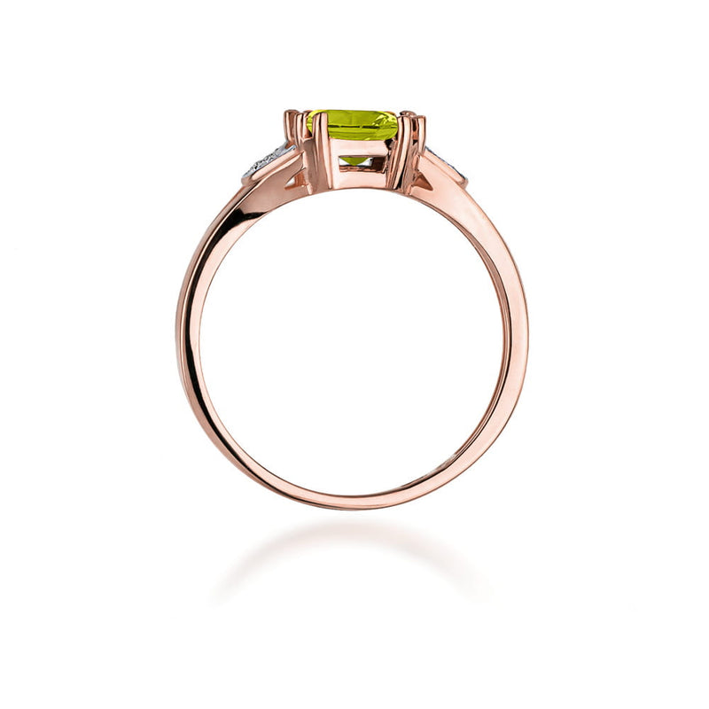 Inel Aur 14K cu Peridot 1.00 ct si Diamante Naturale 0.01 ct, imaginea 10 din 11
