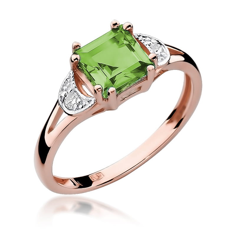 Inel Aur 14K cu Peridot 1.10 ct si Diamante Naturale 0.06 ct, imaginea 8 din 10