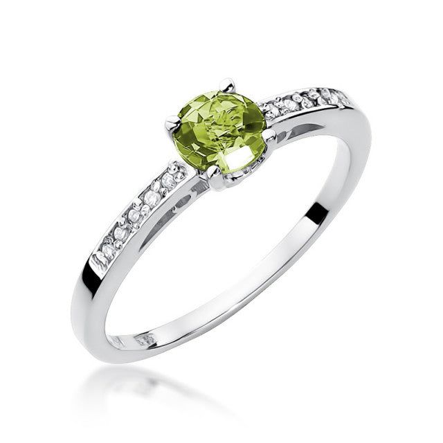 Inel Aur 14K cu Peridot 0.60 ct si Diamante Naturale 0.05 ct, imaginea 4 din 10