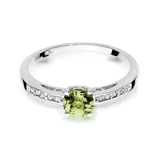Inel Aur 14K cu Peridot 0.60 ct si Diamante Naturale 0.05 ct, imaginea 5 din 10