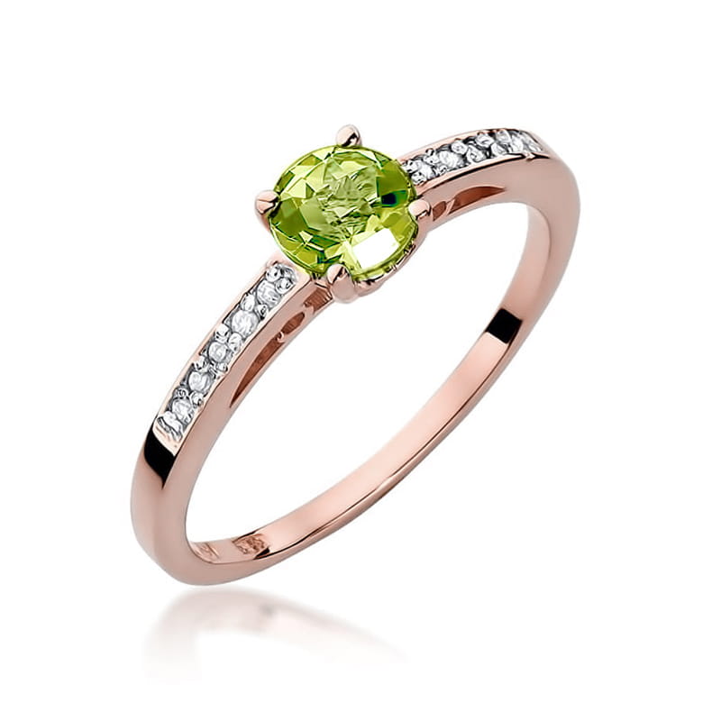 Inel Aur 14K cu Peridot 0.60 ct si Diamante Naturale 0.05 ct, imaginea 8 din 10