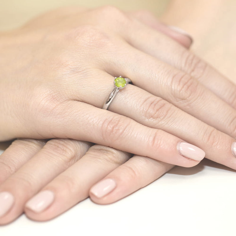 Inel Aur 14K cu Peridot 0.60 ct si Diamante Naturale 0.01 ct, imaginea 12 din 12