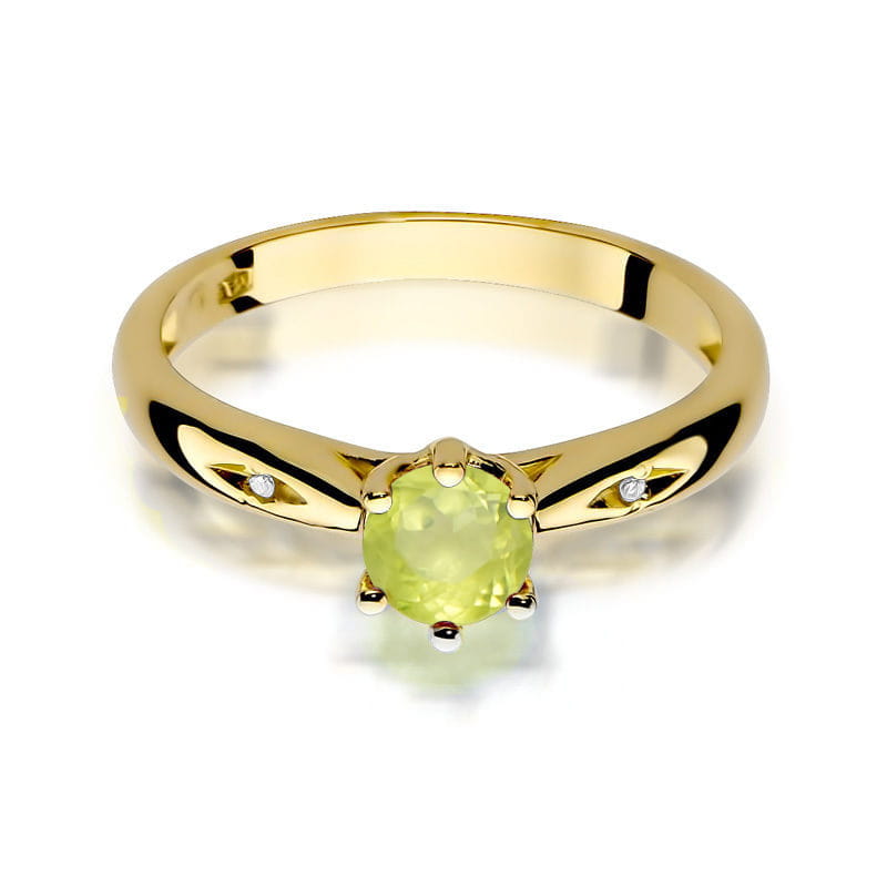 Inel Aur 14K cu Peridot 0.60 ct si Diamante Naturale 0.01 ct, imaginea 2 din 12